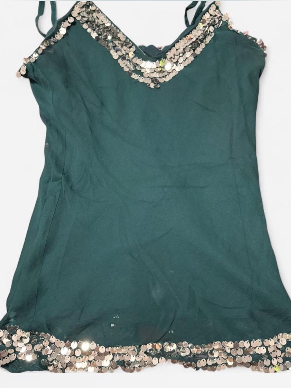 Forever 21 Dark Green Sequin-Trim Camisole